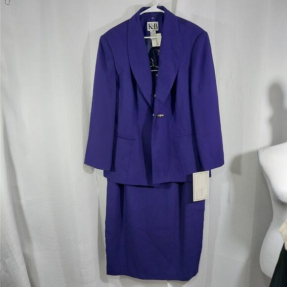 NWT! KB STELLA LOUISE! VIOLET PURPLE 3PC "TOP", JACKET & SKIRT DRESS SUIT!SZ 20W - Picture 3 of 13